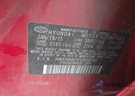 2015 Hyundai Elantra Se из США, поврежденный, VIN KMHDH4AE4FU444720